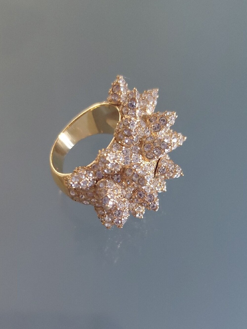 CC Skye Wicked Ring Gold Plated Pavé Crystal Statement Ring Size 7